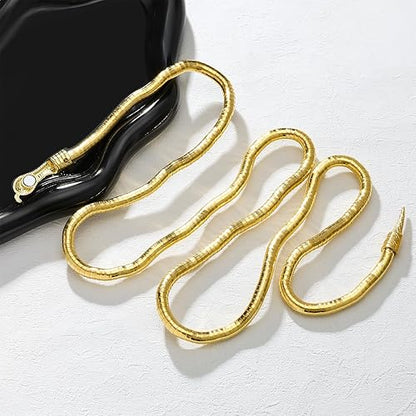 Bendable Snake Necklace Gold Snake Necklace for Women Adjustbale Snake Statement Necklace Halloween Jewelry