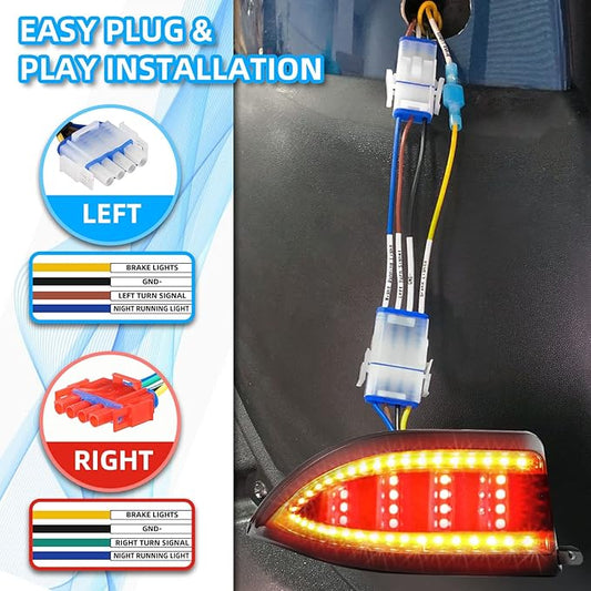 NOKINS Golf Cart LED Tail Lights for Club Car TempoPrecedent, Deluxe Brake Light,12 Volt Universal Replacement Accessories Gas  Electric Models