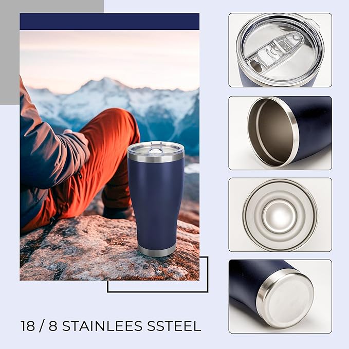 DS 30 Oz Tumbler with Lid Stainless Steel Vacuum Insulated Water Coffee Tumbler Durable Leak Proof BPA Free Ice Coffee Thermal Cup (Blue)