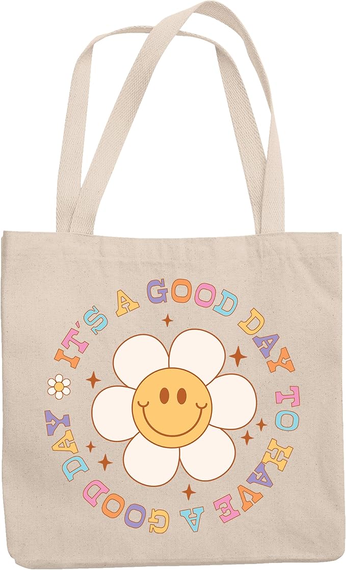 It's a Good Day to Have a Good Day, Retro Flower Art Merch Gift, 12oz Canvas Tote Bag