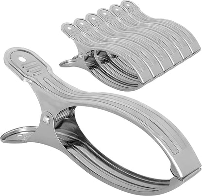 Dseap Towel Clips: 6 14'L Pack of 6 Jumbo Stainless Steel Metal Towel Clips, Pool Cover Clamps, Beach Blanket Holder Pins, for Cruise Boat Pool Lounge Chair