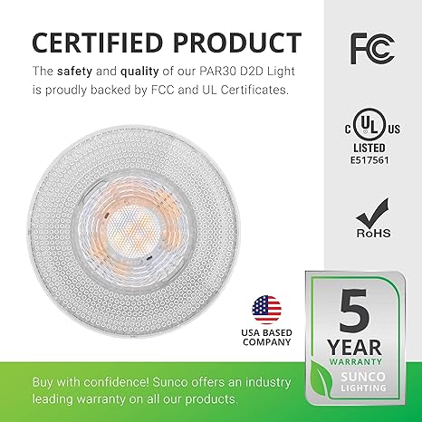 Sunco Dusk to Dawn LED Outdoor Light Bulb PAR30, Flood Light Bulbs for Patio Porch, 11W (75W Equivalent), 850 LM, 5000K Daylight, Non-Dimmable, Photocell Sensor UL 2 Pack
