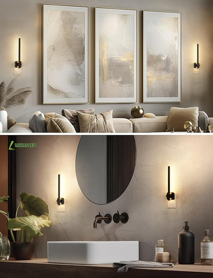 L LOHAS LED Night Light, Black Vanity Night Light Plug into Wall 0-200LM, Dusk to Dawn Sensor, 2 W Dimmable Night Lights, Soft White 3000K, Modern Nightlight for Bathroom Mirror Restroom, 1 Pack
