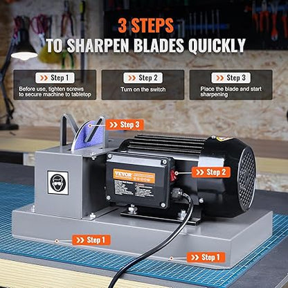 VEVOR Lawnmower Blade Grinder, 23 HP 1700 RPM Motor with 7'' Diameter Standard  Reverse Wheel, 30  40 Grinding Degree Steel Mower Sharper for Blades  Tool Grinding in Garden or Workshop