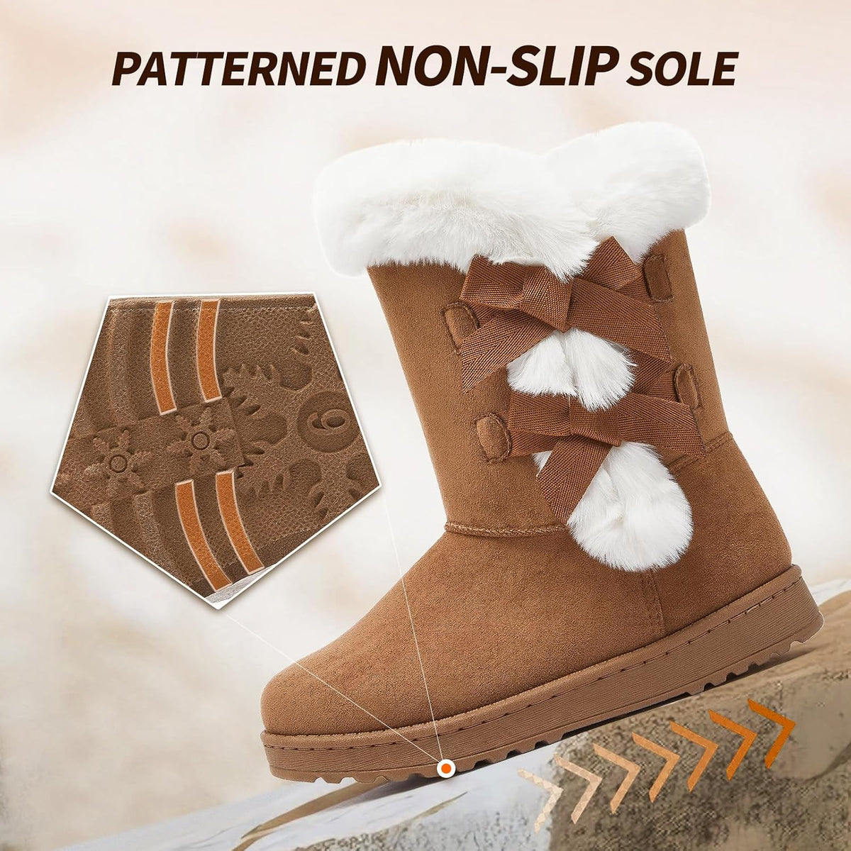 womens winter boots Mid-calf snow booties warm fur linning comfortable furry boots for womens