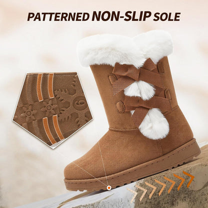 womens winter boots Mid-calf snow booties warm fur linning comfortable furry boots for womens