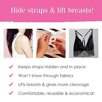 Hollywood Fashion Secrets Bra Converting Clips, Clear, Transform Your Bra Style And Lift, 2 Pack