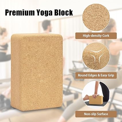 Hatha Yoga Cork Yoga Block, Natural Cork from Portuguese, Premium Brick, Eco-Friendly Yoga Accessories for Yoga, Pilates  Stretching