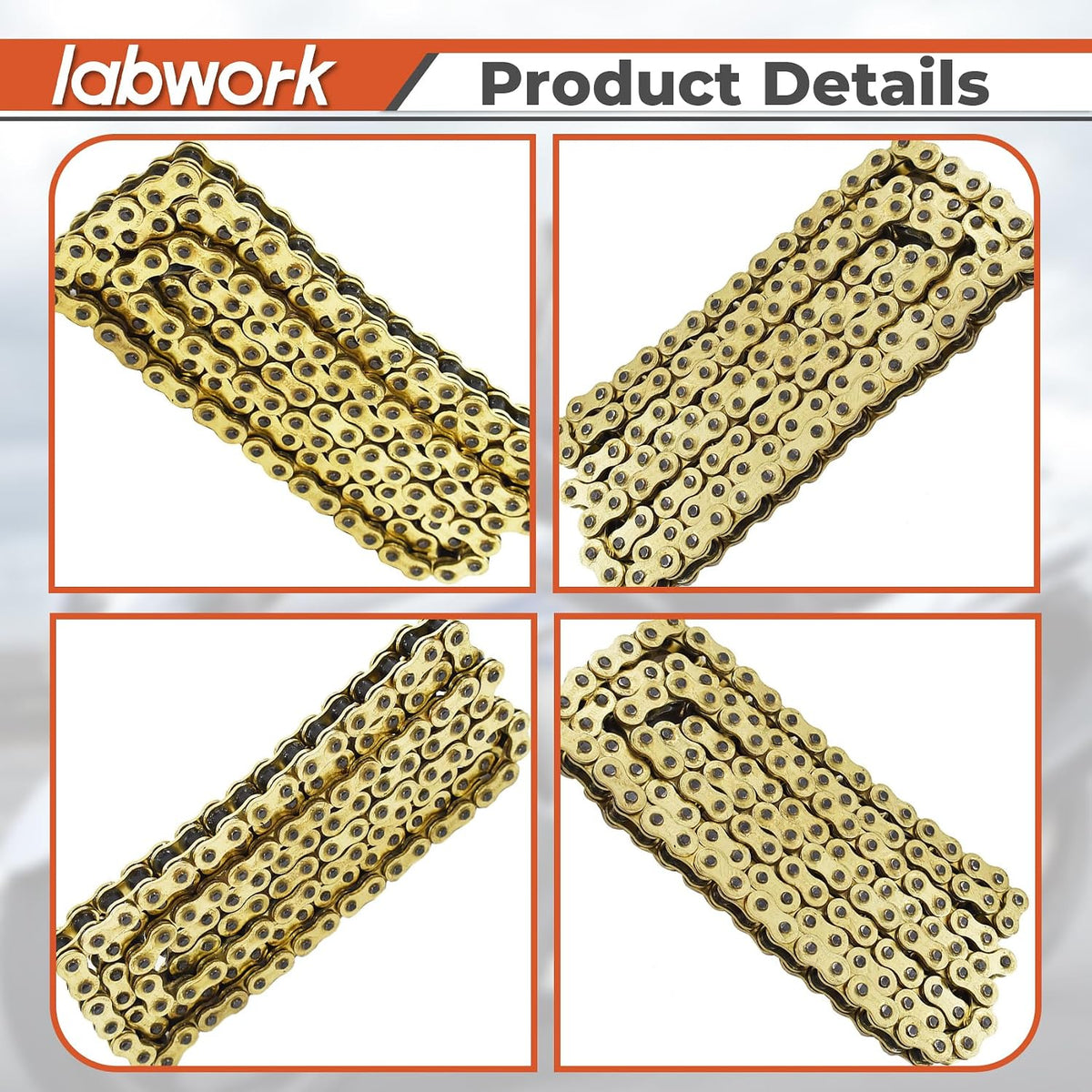 labwork Heavy Duty Drive Chain with O-Ring Gold Color Pitch 530x130 Links Replacement for Honda Kawasaki Suzuki Yamaha