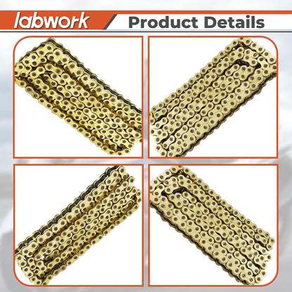 labwork Heavy Duty Drive Chain with O-Ring Gold Color Pitch 530x130 Links Replacement for Honda Kawasaki Suzuki Yamaha
