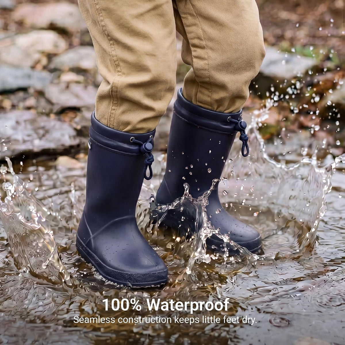 DREAM PAIRS Kids Rain Boots Boys Girls Lightweight Boots Waterproof Easy-on Outdoor Playing Rain Boot Unisex-Child