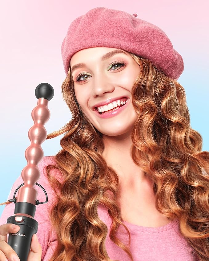 Wavytalk 5 in 1 Curling Wand Set, Multi Curl, Curling Wand Set with Curling Brush and 4 Interchangeable Ceramic Curling Wand(0.5-1.25), Instant Heat Up Wand Curling Iron (Rose Gold)