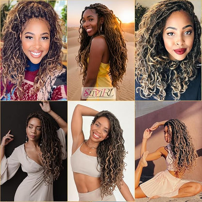 New Goddess Locs Crochet Hair,18" Faux Locs Crochet Hair Hippie Locs Synthetic Extension Ombre Crochet Locs Boho Style Crochet Braids (2 Packs 1B30613, 18")