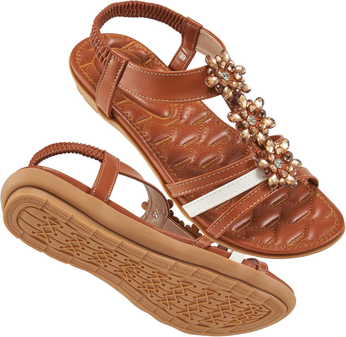 Sandals for Women Flats Shoes: Elastic Ankle Strap Casual Summer Womens Flat Sandals Open Toe Comfortable Dressy Black Walking Shoes
