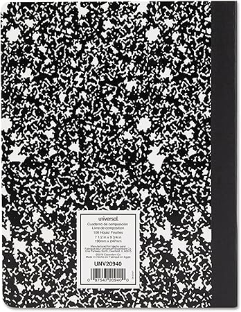 Universal Composition Book, College Rule, 9 34 x 7 12, White, 100 Sheets
