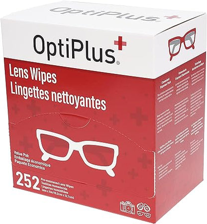 OptiPlus Eyeglass Lens Wipes l Pre-Moistened l Cleaning Wipes for Glasses, Computer  Laptops Screens, Smart Phones, Optical Lens, Goggles, and Watch Screen l Quick-Dry  Scratch-Free  252 Count