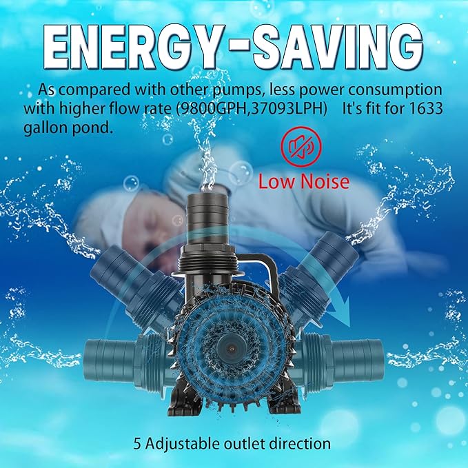 (2200GPH-120W,UL listed) PS- High Flow Submersible Water Pump - Pond Pump - Submersible Pump - Water Fountain Pump - Aquarium Pump,PS-2200