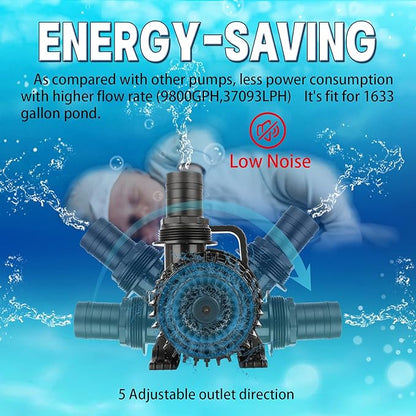 (2200GPH-120W,UL listed) PS- High Flow Submersible Water Pump - Pond Pump - Submersible Pump - Water Fountain Pump - Aquarium Pump,PS-2200