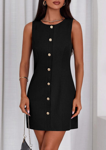 PRETTYGARDEN Work Dresses for Women 2026 Summer Business Formal Short Dress Sleeveless Button Down Elegant Office Outfits