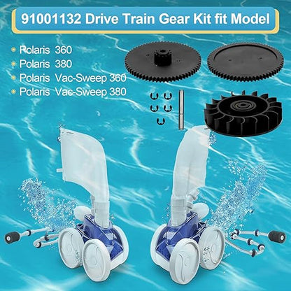 9-100-1132 Drive Train Gear Kit for Zodiac Polaris 360, 380, Vac-Sweep 360  380 Pool Cleaner, Pool Cleaner Drive Gear Rebuild Replacement Parts with Turbine Bearing