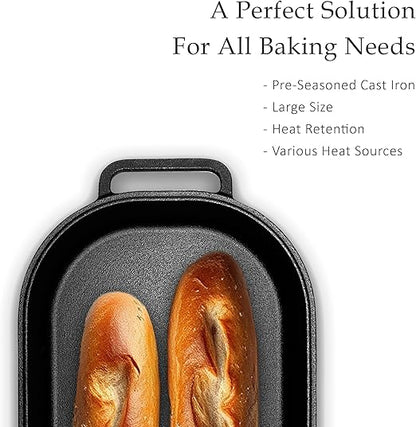 Cuisiland Large Heavy Duty Pre-seasoned Cast Iron Bread & Loaf Pan - A perfect way for baking
