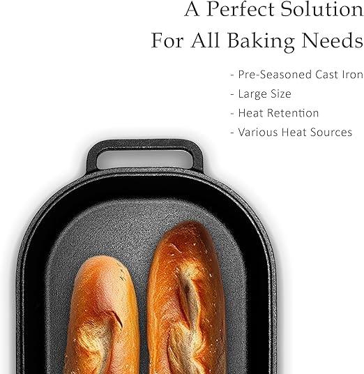 Cuisiland Large Heavy Duty Pre-seasoned Cast Iron Bread & Loaf Pan - A perfect way for baking