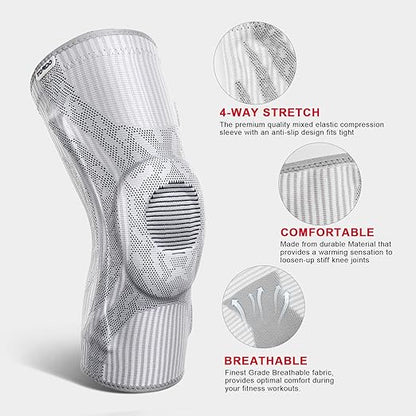 TORDO Knee Brace Compression Knee Sleeves Gel Pad Support & Side Stabilizers for Knee Pain, Patella Tendon Stabilizing, Meniscus Tear, Joint Pain Relief ACL for Man & Women Gym Weightlifting, Running