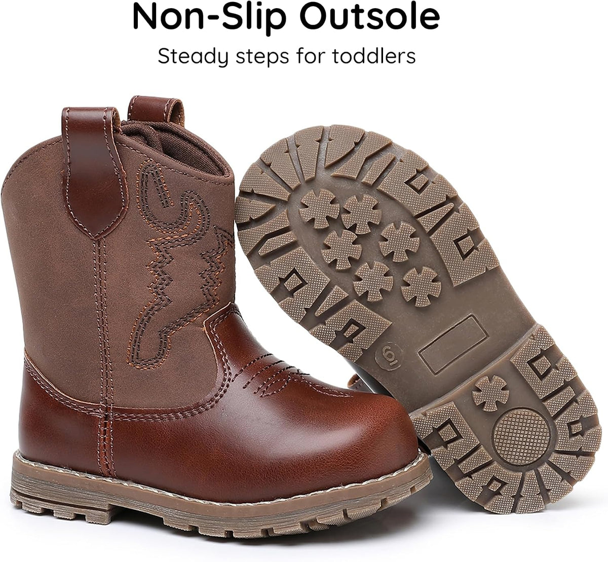 Apakowa Baby & Toddler Cowboy Boots for Boys Girls Infant Baby Cowboy Cowgirl Western Boots Round Toe All Seasons 6-36 Months (Infant/Toddler)