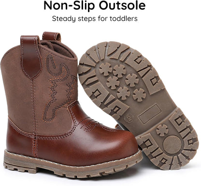 Apakowa Baby & Toddler Cowboy Boots for Boys Girls Infant Baby Cowboy Cowgirl Western Boots Round Toe All Seasons 6-36 Months (Infant/Toddler)