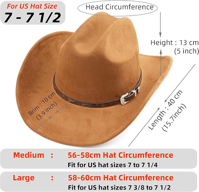 Big Cowboy Hat for Women Men Wide Brim Cowgirls Beach Cattleman Western Cowboys Hat