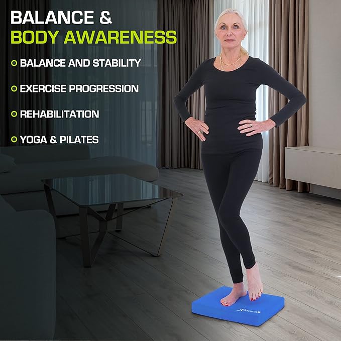 ProsourceFit Exercise Balance Pad - Non-Slip Cushioned Foam Mat & Knee Pad for Fitness and Stability Training, Yoga, Physical Therapy 15.5"x12.75"