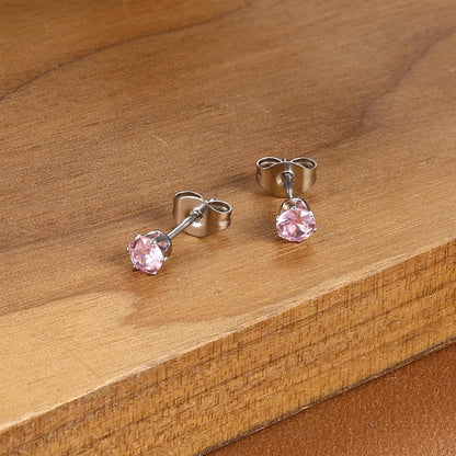 Stud Earrings for Women Dainty Stainless Steel Earrings Classic Clear Colorful Cubic Zirconia Earrings Studs for Women ( 10 )