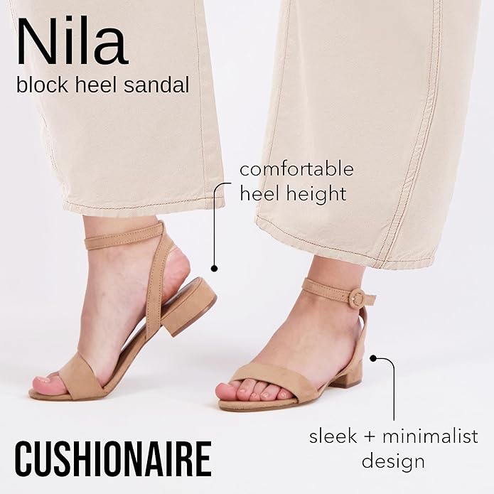 CUSHIONAIRE Women's Nila one band low block heel sandal +Wide Widths Available