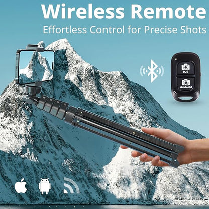 UBeesize 62" Phone Tripod  Selfie Stick, Camera Tripods Stand with Wireless Remote and Phone Holder,Compatible with iPhone Android Phone, Perfect for SelfiesVideo RecordingLive Streaming Black
