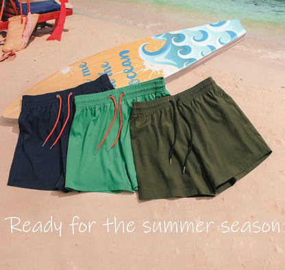 BRISIRA Mens Swim Trunks Swim Shorts Quick Dry 5 inch Inseam Beach Shorts with Compression Liner and Zipper Pocket( Size 2XL )