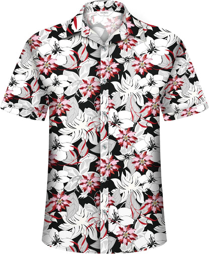 Small Hawaiian Shirt for Men Tropical Shirts Summer Beach Button Down Short Sleeve Luau Aloha Floral Cruise Vacation Outfit 2026