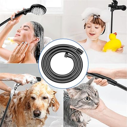 Extra Long Black Shower Hose, Kink Free Stainless Steel Shower Hose Attachment,Handheld Shower Head Hose, Shower Hose Replacement,Brass Insert  Nut for BathingCleaning (79 inches black)
