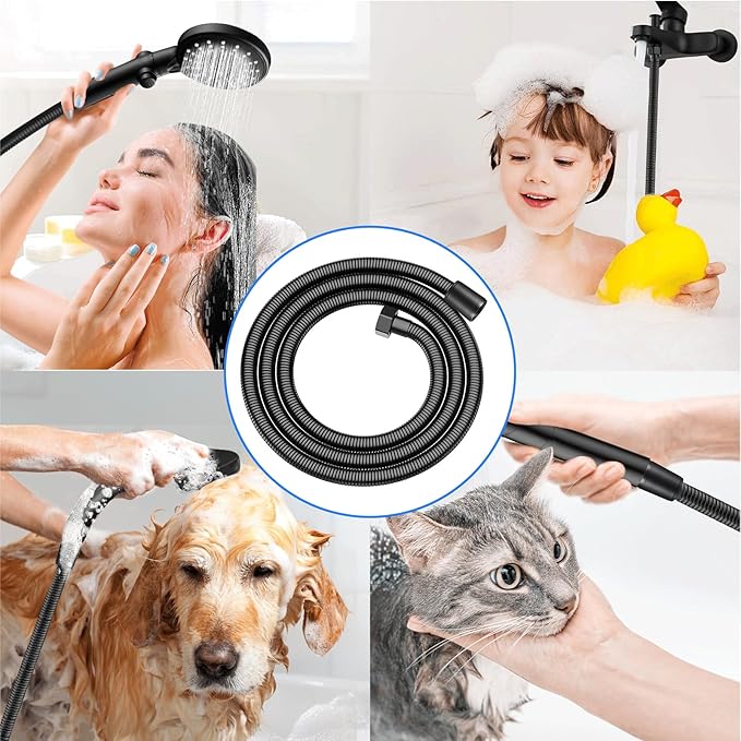 Extra Long,Kink Free Stainless Steel Black Shower Hose Attachment,Handheld Shower Head Hose, Shower Hose Replacement,Brass Insert & Nut for Bathing/Cleaning (79 inches black)