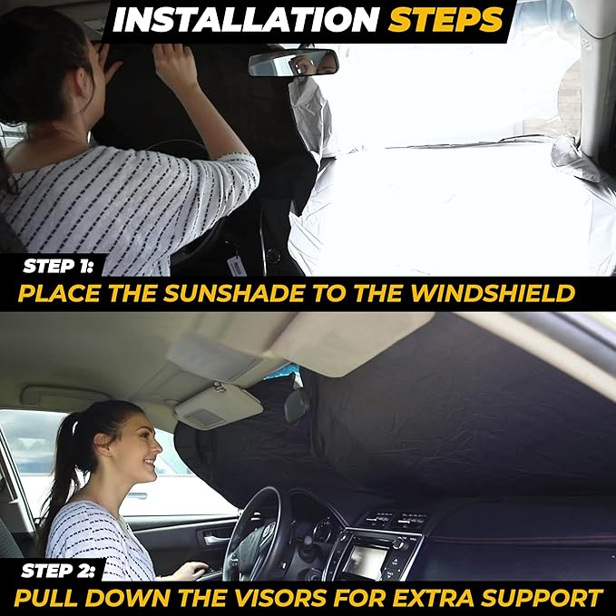 Automotive Front Windshield Sun Shade | 240T Thickened Foldable Windshield | Keeps Your Vehicle Interior Cool & Comfort | Universal Windshield Shade Fit for Cars, Truck, SUVs | Medium (64" x 32")