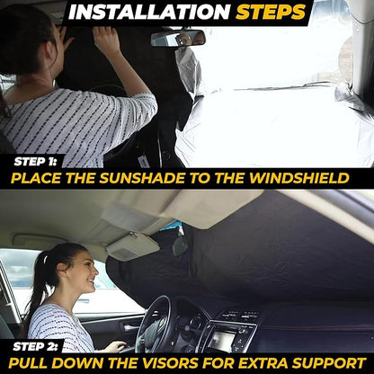 Automotive Front Windshield Sun Shade | 240T Thickened Foldable Windshield | Keeps Your Vehicle Interior Cool & Comfort | Universal Windshield Shade Fit for Cars, Truck, SUVs | Medium (64" x 32")