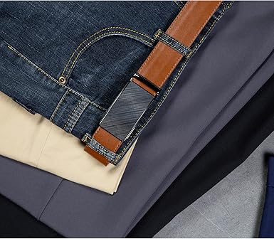 Founders  C Men's Ratchet Belt 1 38",Leather Dress Belt Adjustable with Click Sliding Buckle Trim to Exact Fit