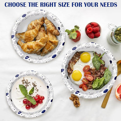 Lamosi 150 Counts 20 oz Paper Bowls, Heavy Duty Soak Proof Paper Bowls, Microwave Safe, Disposable Bowls Bulk for Breakfast, Lunch, and Dinner Meals