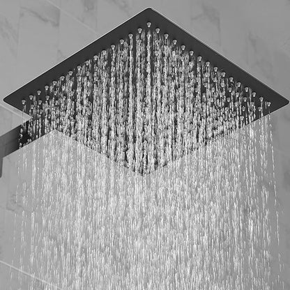 Hoimpro 12 Inch Square Rain Shower Head, Large Waterfall Rainfall Showerhead, High Pressure Stainless Steel Rainfall Rainhead, 116 Ultra-Thin Water Saving Design with Silicone Nozzle, Matte Black