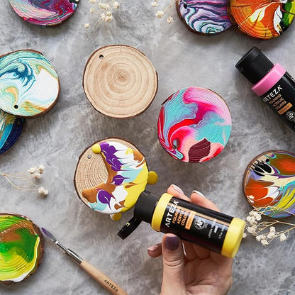 ARTEZA Acrylic Pouring Paint, 8 oz (236 ml), A801 Neon Orange, High-Flow Acrylic Paint, No Mixing Needed, Paint for Pouring on Canvas, Glass, Paper, Wood, Tile, and Stones