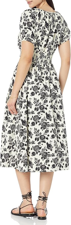 The Drop Women's Daksha Cotton Smocked Zipper Detail Dress