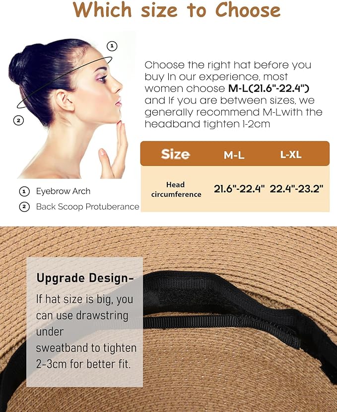 FURTALK Womens Sun Straw Hat Wide Brim UPF 80 Summer Hat Foldable Packable Floppy Beach Hats for Women