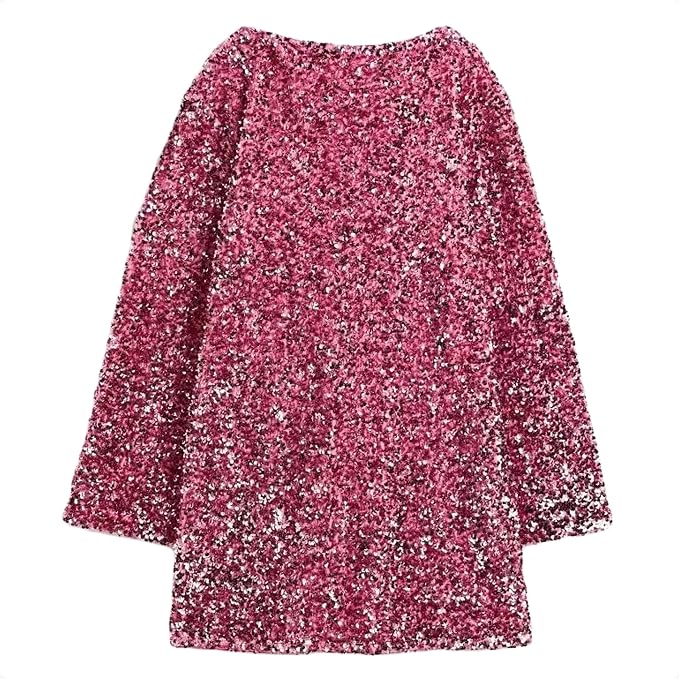 Dressnu Women's Sequin Dress Long Sleeve Loose Plus Size
