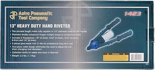 Astro Pneumatic Tool 1423 1/4" Heavy Duty 13" Hand Riveter