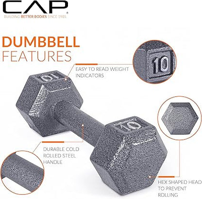 CAP Barbell Cast Iron Hex Dumbbell  Multiple Options (45)