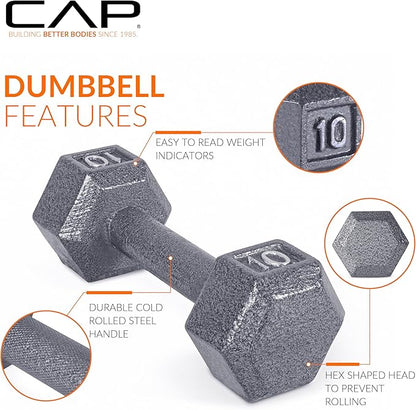 CAP Barbell Cast Iron Hex Dumbbell | Multiple Options (30 lb)